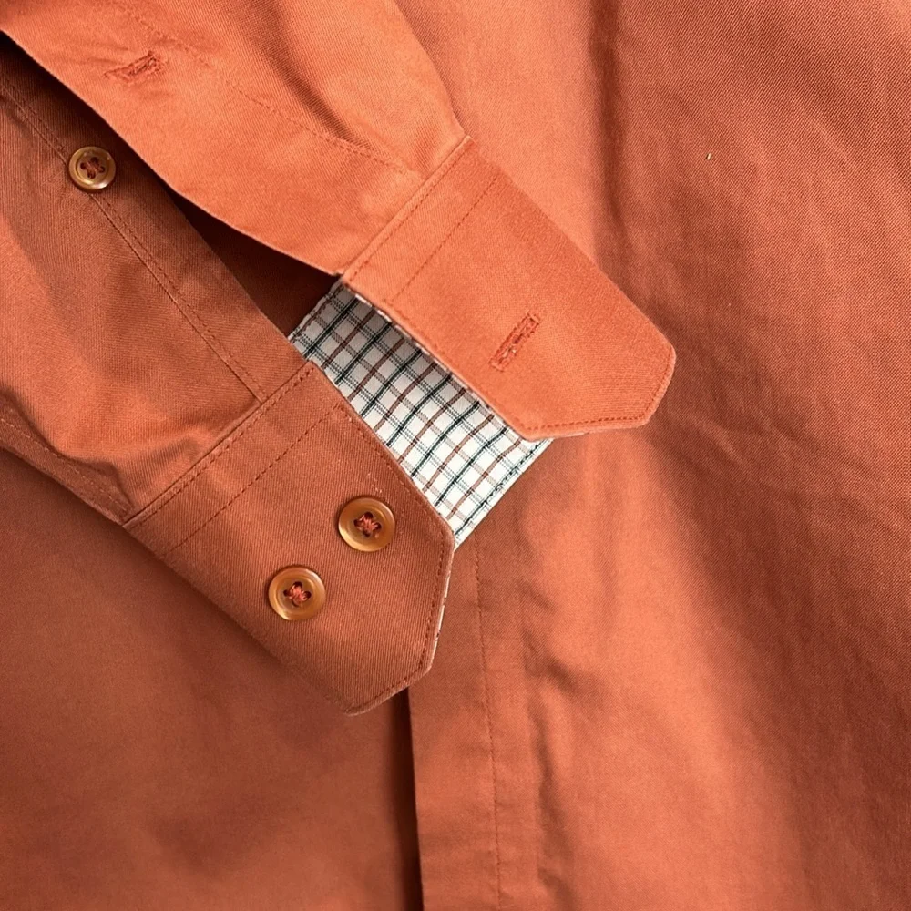 Paul Fredrick 15-34 Slim Fit 100% Cotton Long Sleeve Button Down Collared Shirt - Picture 4 of 10